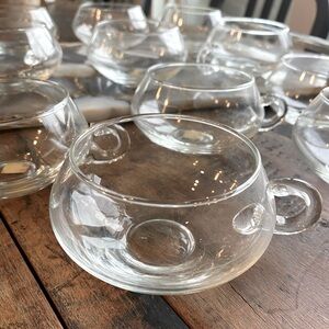 Set of 11 hand blown Mexican Moderna Riekes Crisa punch bowl glasses